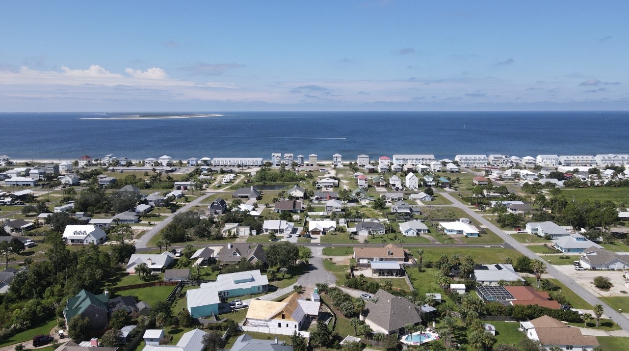 Aerial view of St. Joe Beach neighborhood
