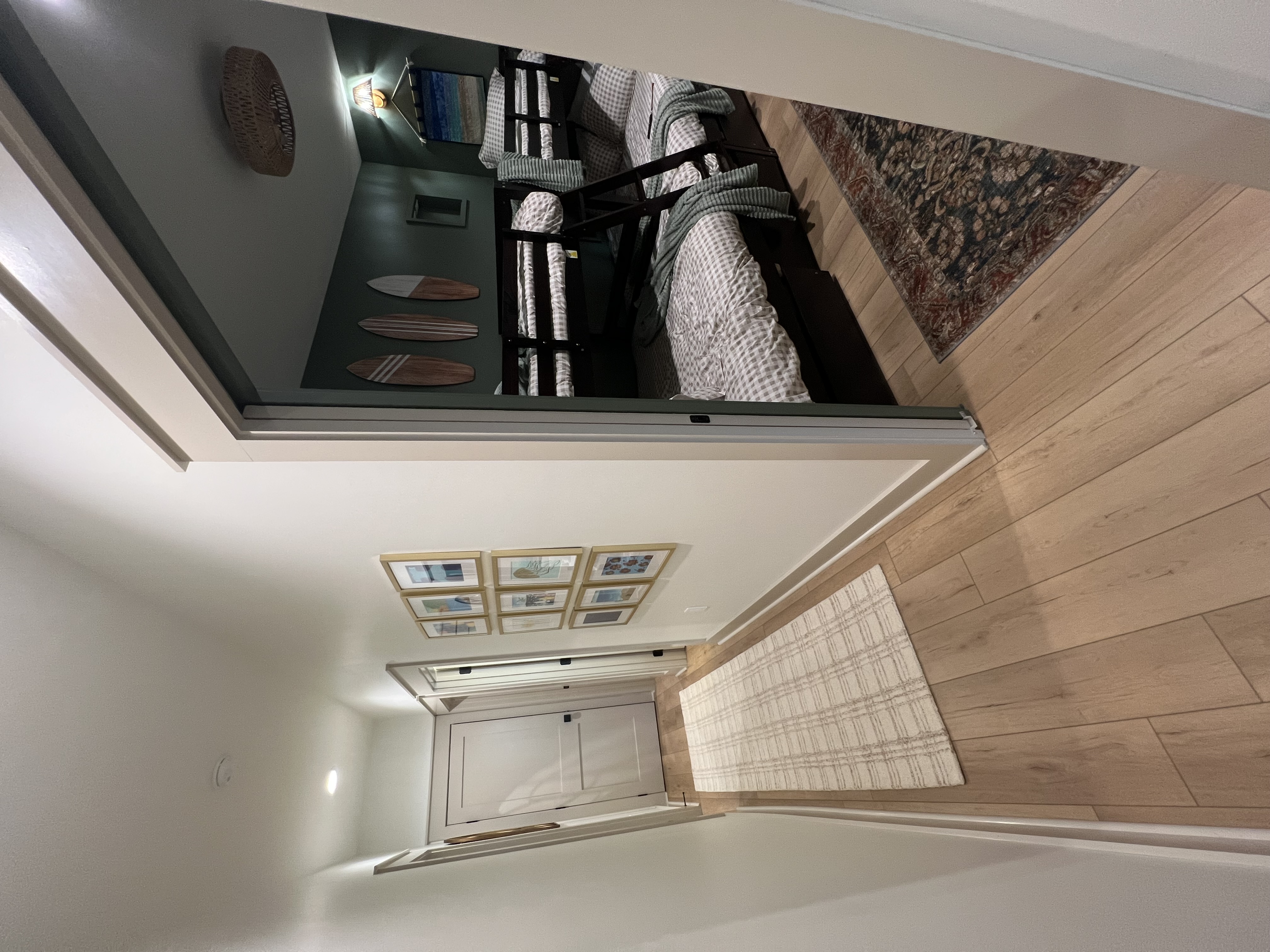 Hallway with framed art