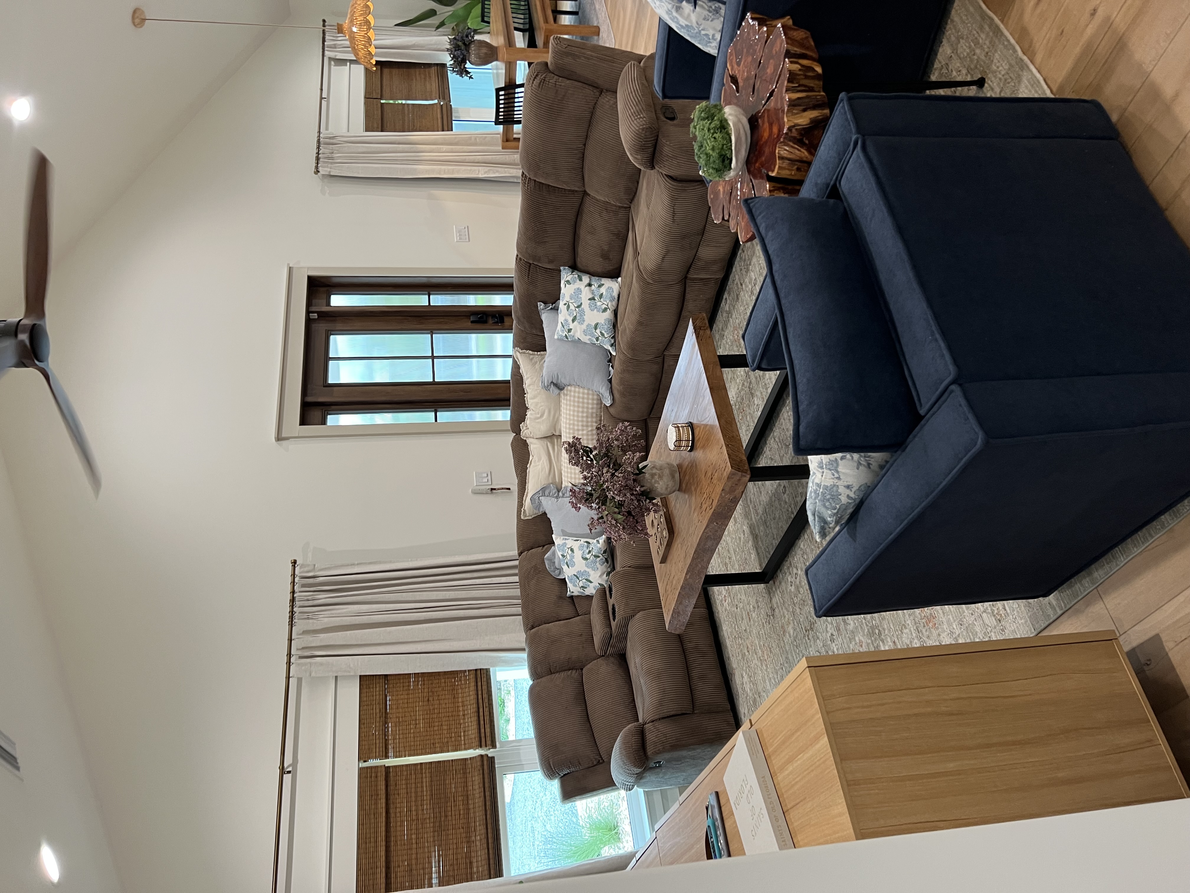 Open-concept living room with vaulted ceilings