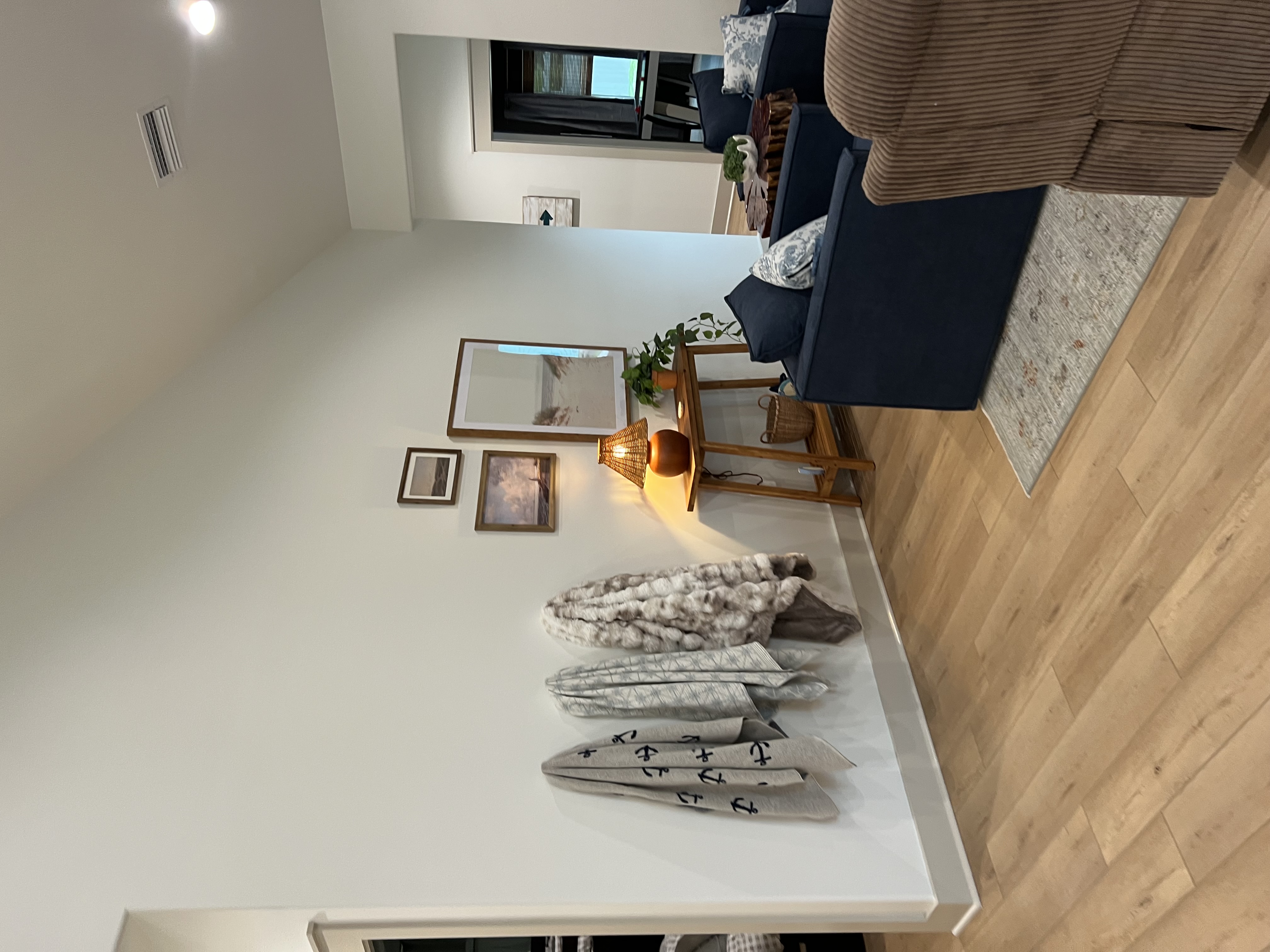 Living room corner with coastal decor