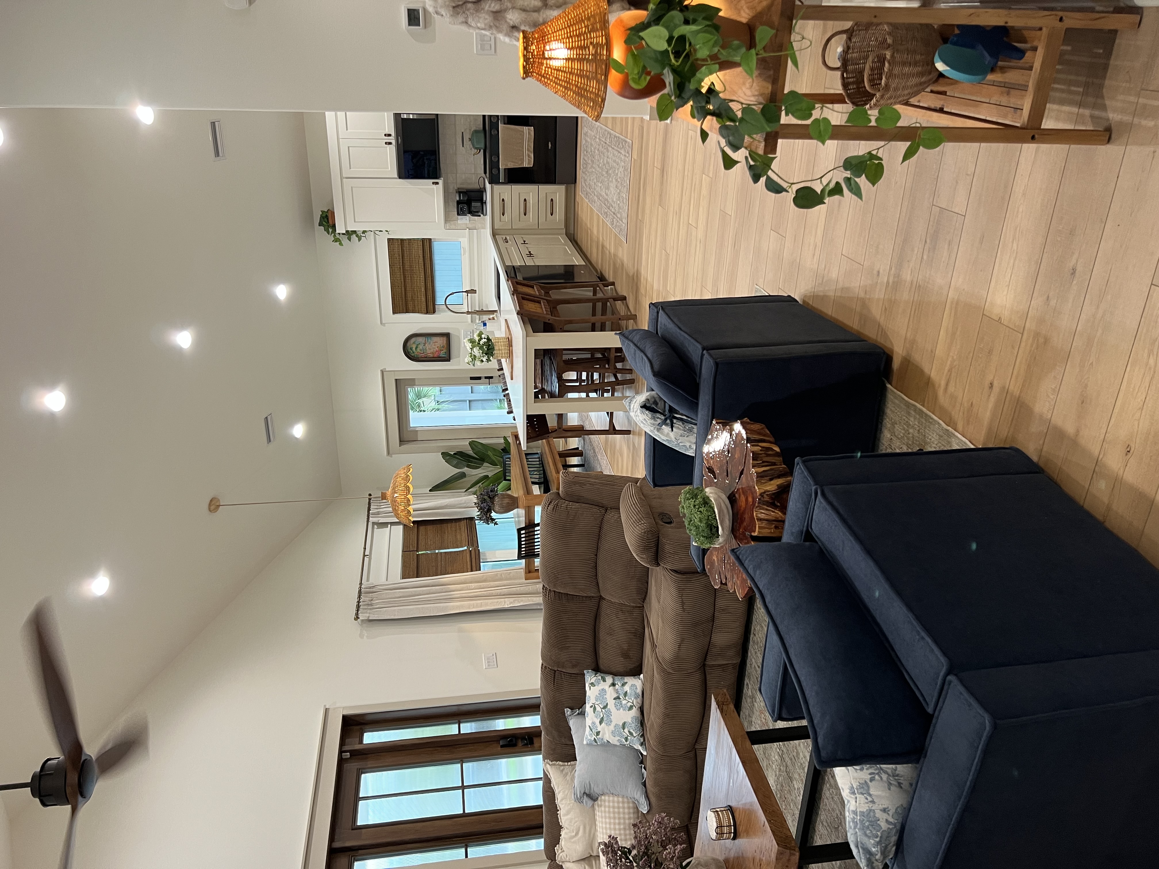 Living room with vaulted ceilings